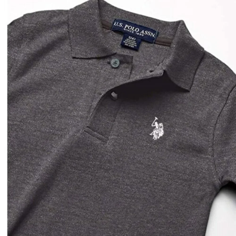 U.S. Polo Assn Boys Gray Polo Shirt NWT Short Sleeve Youth